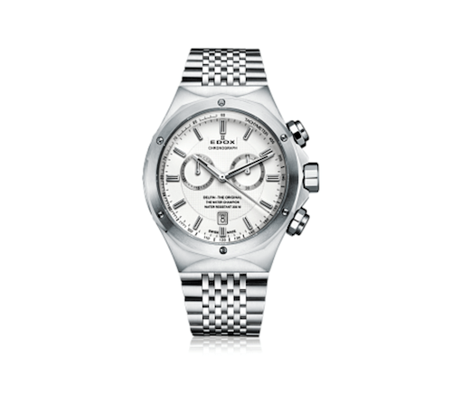 Edox Delfin chronograf ur med safir glas og 200 meter vandtæt