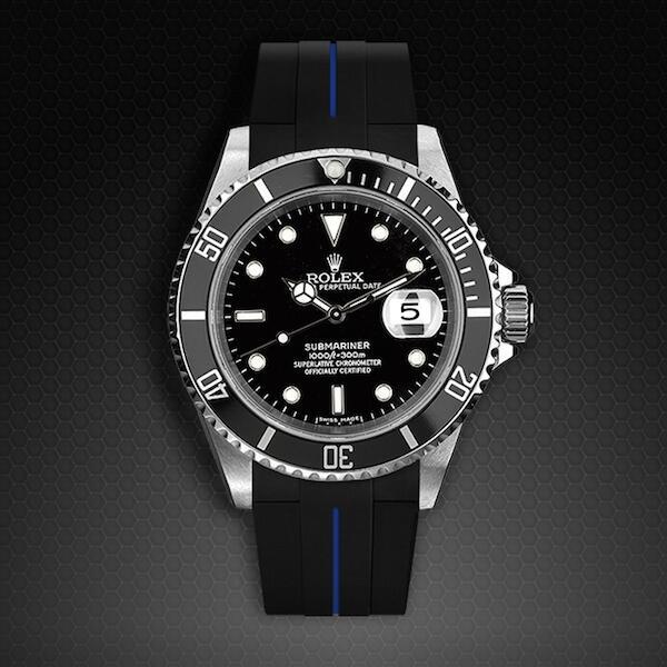 Gummirem til Rolex Submariner 40mm Blå stribe - Non Ceramic Classic Series VulChromatic
