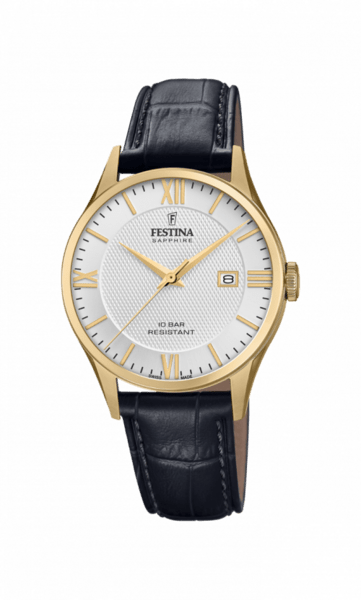 Herreur fra Festina med sort læderrem og double kasse