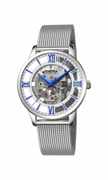 Festina skeleton automatik ur med mesh lænke