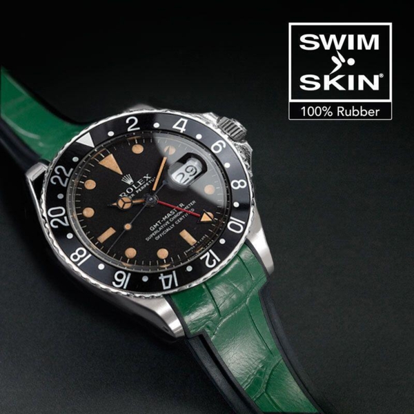 Gummirem til Rolex GMT Master Non Ceramic Green Alligator Glidelock
