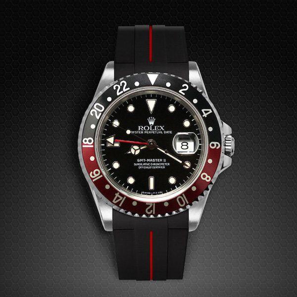 Gummirem med rød stribe til Rolex GMT Master II - Non Ceramic Classic Series VulChromatic®