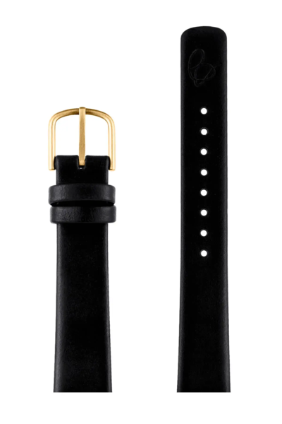 Arne Jacobsen Sort Læderrem 2 delt 16 mm guld farve spænde