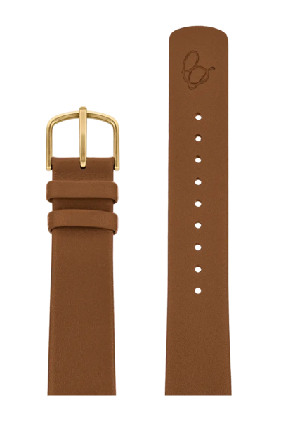 Arne Jacobsen Brun Læderrem 2 delt 20 mm guld farve spænde