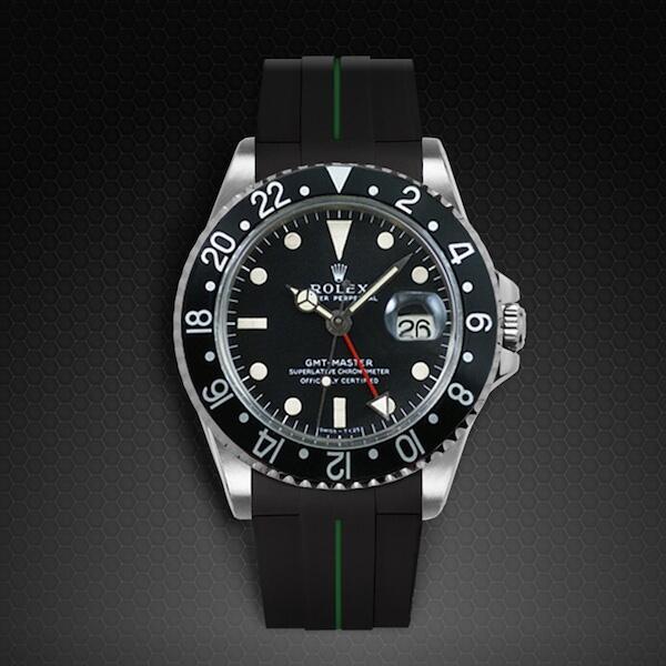 Gummirem med grøn stribe til Rolex GMT Master - Non Ceramic Classic Series VulChromatic®