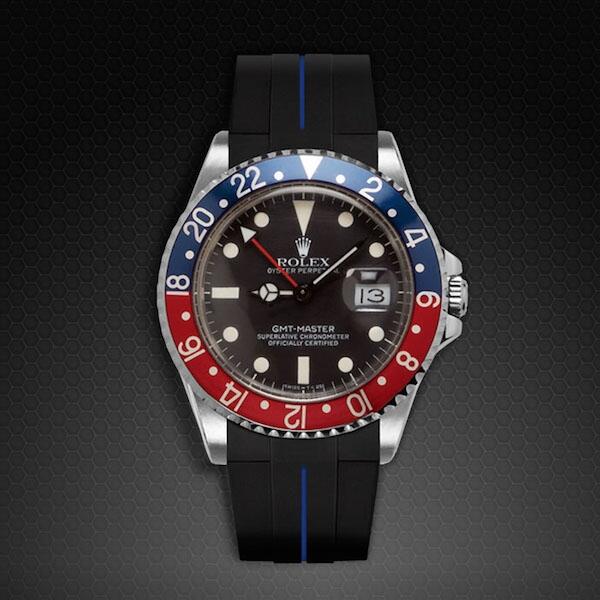 Gummirem med blå stribe til Rolex GMT Master - Classic Series VulChromatic®