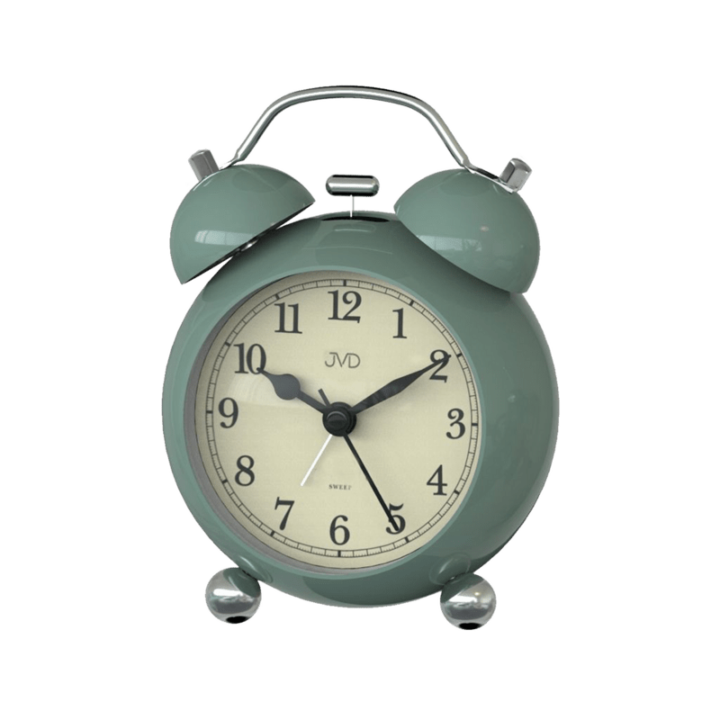 JVD vækkeur støvet grøn retro med klokker