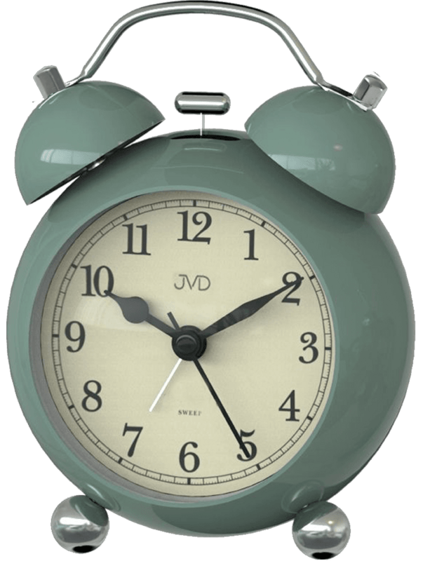 JVD vækkeur støvet grøn retro med klokker stor model