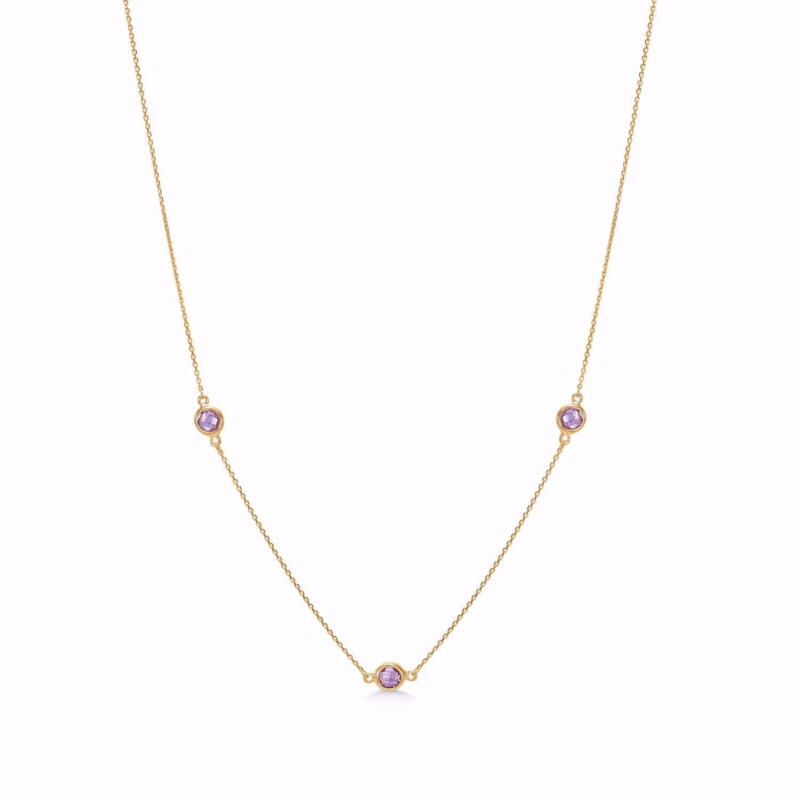 Collier 8 kt med 3 ametyst
