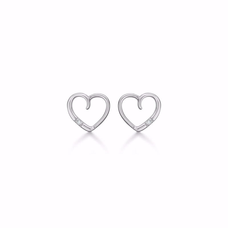 Hjerte ørestikker i hvidguld 585 14 karat med diamanter