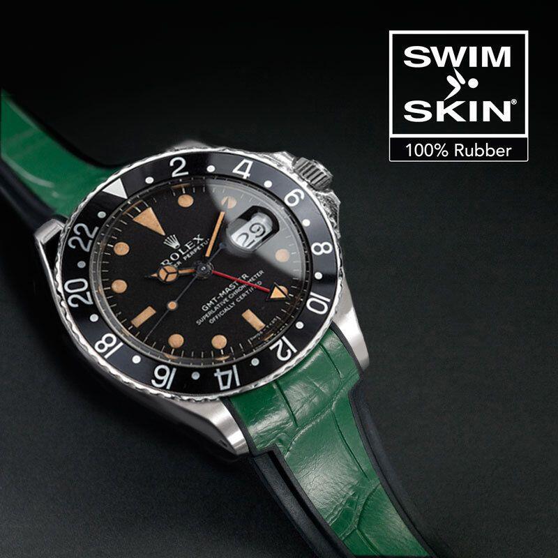 Gummirem til Rolex GMT Master Non Ceramic Green Alligator Glidelock