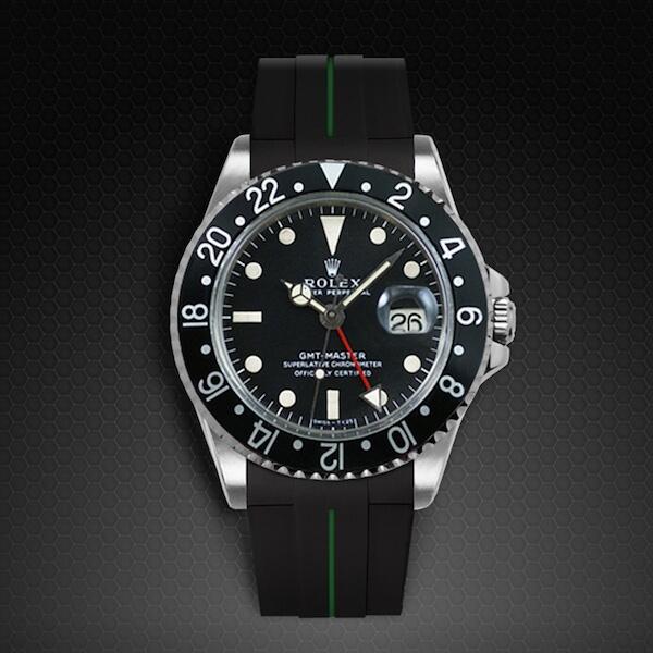 Gummirem med grøn stribe til Rolex GMT Master - Classic Series VulChromatic®