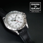 Gummirem til Rolex Explorer II 40 mm ref 16570 Sort Alligator Glidelock