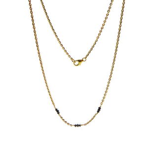 SAN - Links of joy. 14 karat Guld halskæde med sorte  rå diamanter
