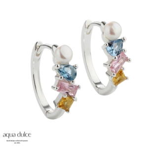 Aqua Dulce Creoler med perle og farvede zirkoner