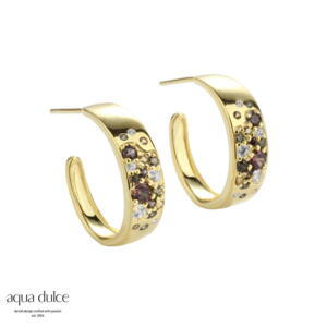 Aqua Dulce Hoops med Stardust Olive Zirkoner 20 mm