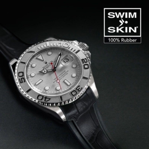 Gummirem til Rolex Yachtmaster 40 mm Sort Alligator Glidelock