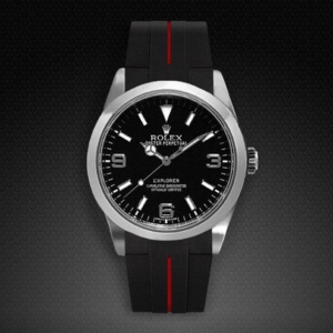 Gummirem med rød stribe til Rolex Explorer I 39 mm ref 214270 Classic Series VulChromatic®