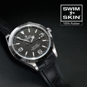 Gummirem til Rolex Explorer I 39 mm ref 214270 Sort Alligator Glidelock