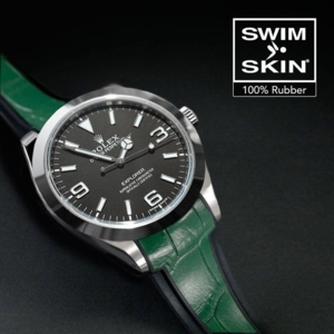 Gummirem til Rolex Explorer I 39 mm ref 214270 Green Alligator Glidelock