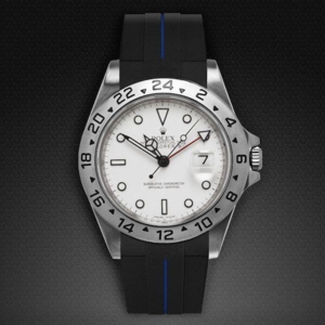 Gummirem med blå stribe til Rolex Explorer II 40 mm ref 16570 Classic Series VulChromatic®
