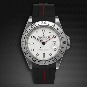 Gummirem med rød stribe til Rolex Explorer II 40 mm ref 16570 Classic Series VulChromatic®