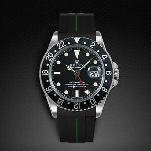 Gummirem med grøn stribe til Rolex GMT Master - Non Ceramic Classic Series VulChromatic®